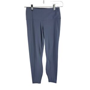 Yogalicious Lux Gray Cropped Elastic Waist‎ Skinny Cropped Strappy Leggings Sz S